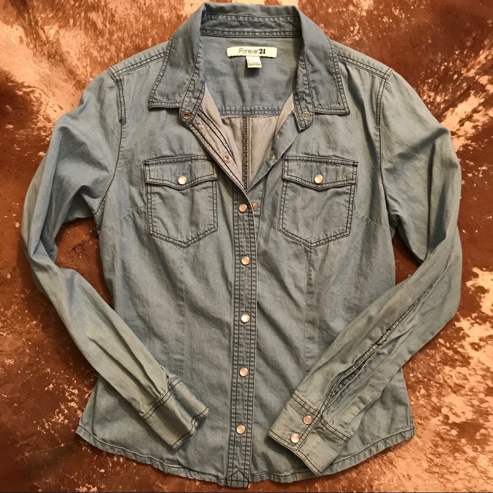 Denim Pearl Snap Shirt